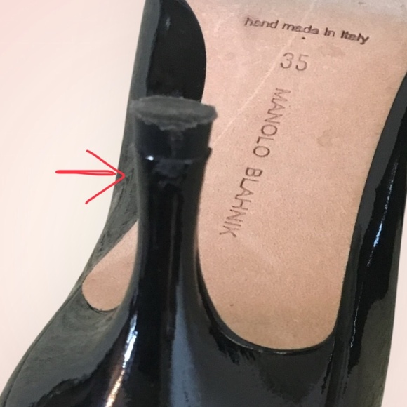 Manolo Blahnik BB Patent Leather Black Pointed Toe Pumps - Picture 14 of 16